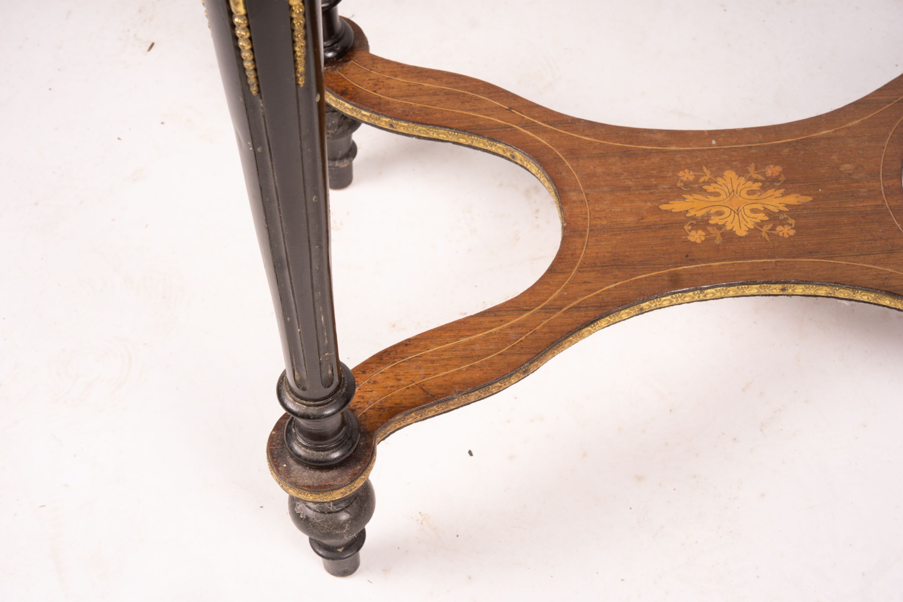 A 19th century French marquetry inlaid kingwood jardiniere table, width 60cm, depth 40cm, height 75cm